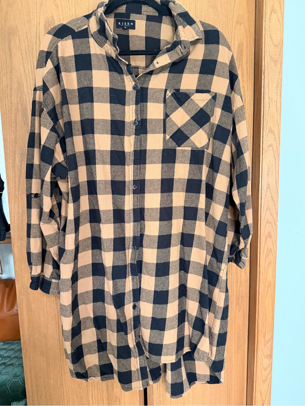 Risen Black and Tan Plaid Button-Down Shirt